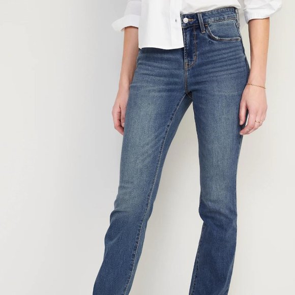 NWT  Old Navy High-Waisted Kicker Boot-Cut Jeans For Women - Picture 1 of 4